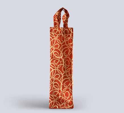 WINE BAG This wine bag is perfectly crafted to carry and store wine bottles. Roomy enough to carry bigger sized bottles and sturdy enough to hold their weight.