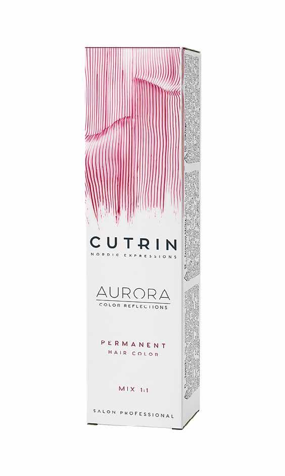 CUTRIN AURORA PERMANENT COLOR Thanks to innovative Cutrin Color Radiance technology, the color molecules and natural arctic active ingredients of the emulsion mix evenly with the developer and find