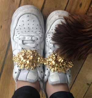 Brass flower and filigree shoelace