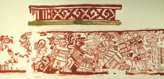 Paintings of religious ceremonies, from Tamuín, San Luis Potosí. The sea and its symbols, example of pectoral worn by priests.