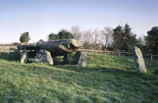 DESCRIPTION Portal dolmens are the simplest of tombs consisting of three or four upright stones that define a roughly rectangular space and on which a further stone, referred to as a capstone, rests