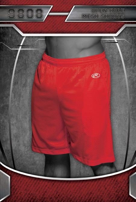 pull Rawlings logo SIZES XS-5XL 100% polyester Open hole mesh short 8 inseam and side entry
