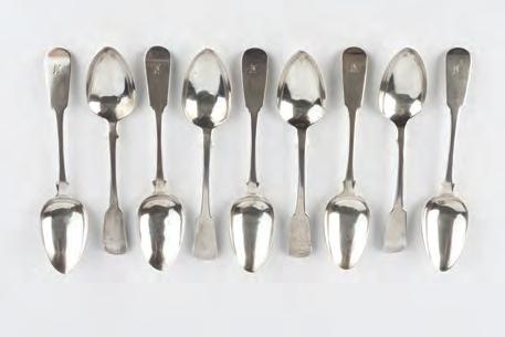 AN EARLY VICTORIAN SILVER PART SERVICE of Albert pattern flatware, comprising a gravy spoon, six table forks, six table