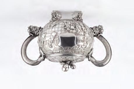 A SILVER TEAPOT and twin handled sucrier, with gadrooned borders, the teapot with composition handle and knop by Harrods Ltd (Richard Woodman Burbridge), Birmingham 1936, teapot 14.