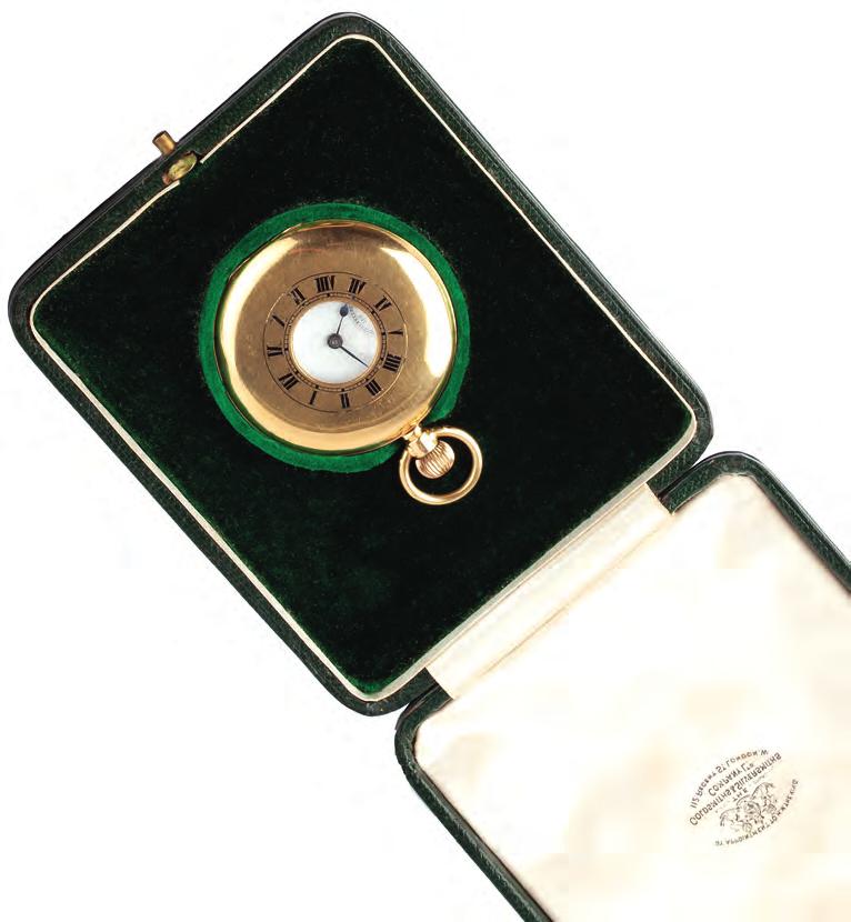 349. AN 18CT GOLD HALF HUNTER POCKET WATCH, the white enamel dial with Roman numerals and subsidiary seconds dial, to a keyless wind movement, the 18ct gold case with blue enamel chapter ring and