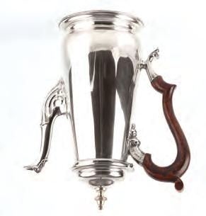 (plus 24% BP*) Lot 496 499. A SILVER COFFEE POT of tapering form, with scroll embossed spout and wooden handle by Harrods Ltd, London 1976, 22.