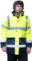 to EN 471 class 2:2 (inner bodywarmer) Conforms to EN 343 2 band and brace 300D oxford PU fabric Mesh lining in jacket Reversible