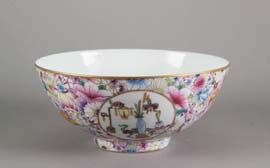 250 Chinese Famille Rose Flower Porcelain Bowl Jiaqing Chinese Famille Rose enameled porcelain bowl;