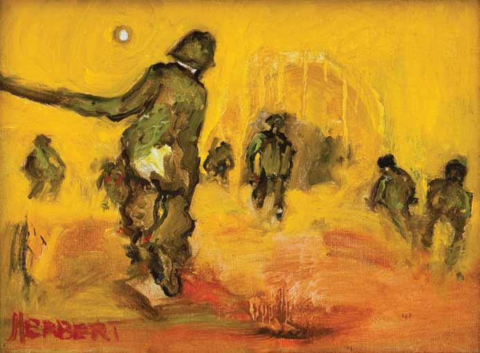 Betty Herbert American (born 1929) Iraq Series: Baseball in the Desert, 2005 9 x 12 inches Childs Gallery Established 1937 Fine American and European