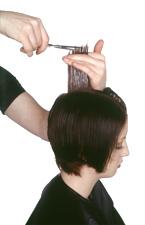 Tip: This layering system enables the hair to be pushed forward and builds up length progressively.