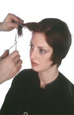 Using the crown as your guideline allows you to continue the angle from the back of the head. You can blunt cut' this stage or use thinning scissors, depending on the finished look you are aiming for.