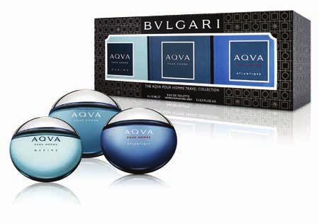 Part of BVLGARI Travel Collection, the Men s Gift Collection includes five prestigious 5ml miniatures of BVLGARI s masculine portfolio: the new dynamic and addictive fragrance AQVA POUR HOMME