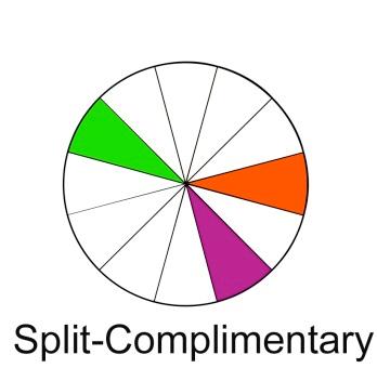 Split Complementary The split- complementary color scheme is a variation of the complementary color scheme.