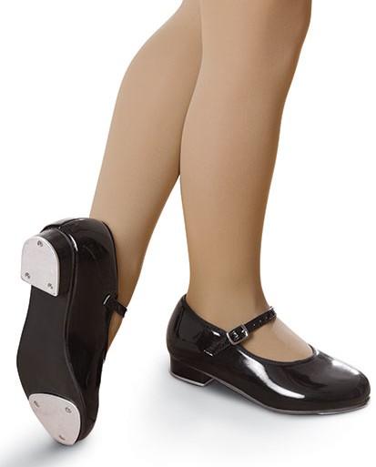 Shoes Tots * Slip-On Student Tap Shoe - Black Elasticized buckle Whole and half sizes Sizes 8-2.