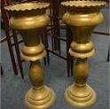 38 A heavy pair of large brass vases on