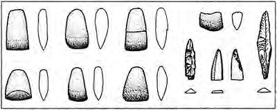 The neolithic 47 Figure 3.16 Examples of Neolithic ground stone industry (axes) and chipped stone items (arrowheads) of the Hassuna culture (after Munchaev and Merpert 1981, 121, Fig.
