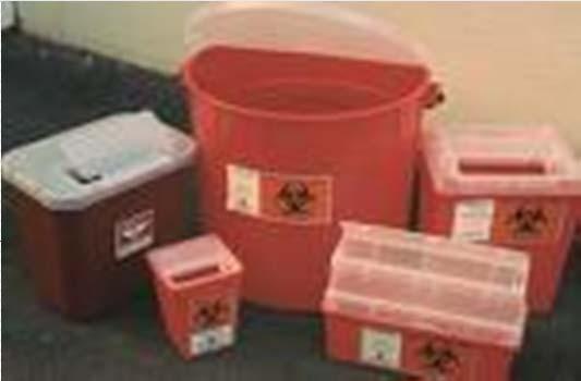Each sharps container must either be labeled with the universal biohazard symbol and the word