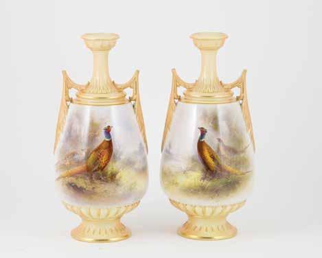 (faults) 318 Mid C18th Possible Bow Two Figures both holding shell moulded dishes in stylised dress (faults) 319 Pair Mid C18th Possible Bow Vase and Covers the trumpet form with trellis border, mask