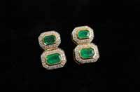 00ct, pierced 14 Retail $17,999 $5,000-6,000 J36 Pair 9ct Emerald and Diamond