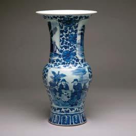 151 Blue and White Yenyen Vase Decorated with medallions containing scholars and their attendants, all on