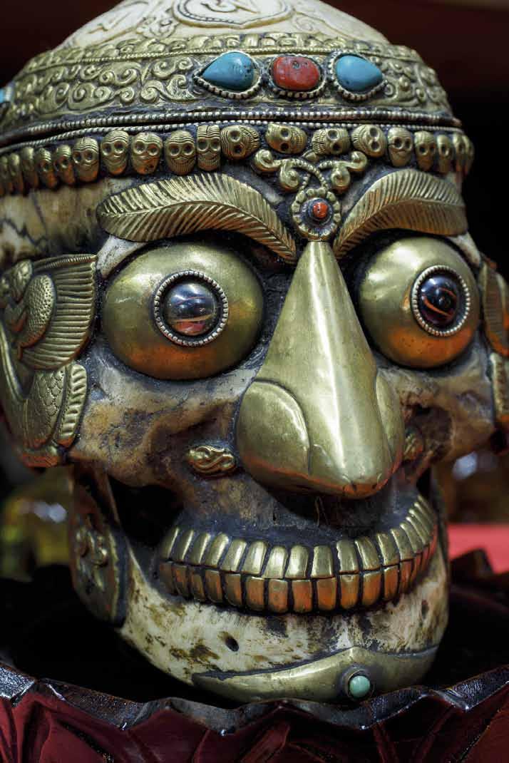 Ornate skulls known as kapala were traditionally produced in monasteries in Tibet, Nepal, and Northern India, where they were used as ritual vessels in both Hindu and Buddhist Tantra (opposite; pp.