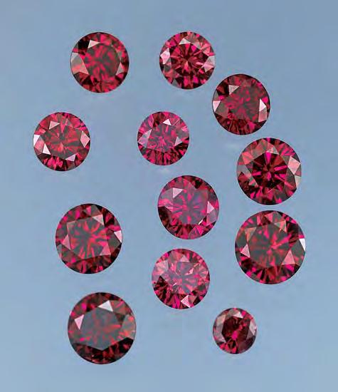 Figure 2. This group of 12 stones (0.14 0.65 ct) represents the range of colors Lucent Diamonds is marketing as Imperial Red Diamonds.