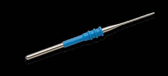 4 mm shaft designed to fit most electrosurgical pencils Easily cleaned with a wet piece of gauze or sponge (as opposed to an abrasive scratch pad) Rounded blade edges prevent RF current from