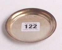 200-300 122 Cork silver small circular dish or pin tray with raised stepped rim and