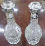 decanters with triple ringed centres, diamond