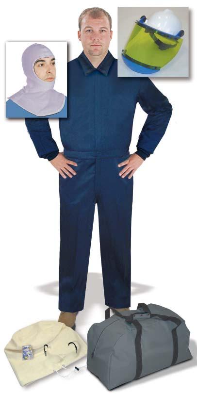 ARC FLASH APPAREL KITS (12 & W40 Cal) 9 AG12K-CV Kit - HRC 2-12 Cal Coverall Kit - without Gloves Arc Rating 12.