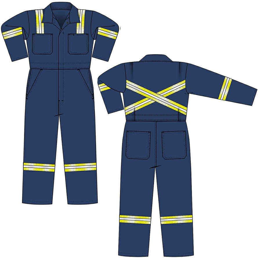 MEN S FR COVERALL Utility Coverall HI-VIS Men s (Reg / Tall) 36-60 FR Way Zipper Closure (YKK/Nomex Tape) under front flap with with concealed snaps High Tenacity FR Nomex Sewing Thread front chest