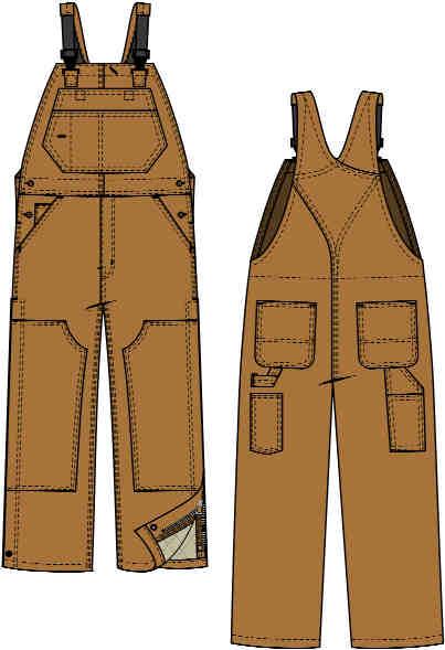 MEN S FR OUTERWEAR Lined Duck Bib Overall / HI-VIS Men s (Reg / Tall) S-5XL Heavy-duty, two-way concealed taped brass zipper (YKK/Nomex Tape) front closure High back with FR elastic suspenders and FR