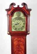 with engraved floral decoration, subsidiary dial and Roman numerals by George B. Watson Airdrie, 198cm high.