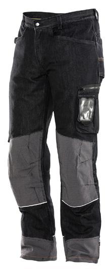 Craftsman trousers Denim Spacious front pockets Comfortable, hard-wearing and colour proof denim Pocket with zip and IDcard pouch Kneepads can be adjusted at two heights Reflective piping on legs