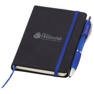 closure, pen loop with branded pen with 96 lined pages Notebook Dimensions: 143mm x 210mm x 17mm Code: 599 Price: 4.
