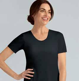 T-Shirt with shelf bra Style 70232 White 70231 Black Sizes 8-16 Material 92% Modal, 8% Spandex Beach T-shirt made from soft modal fabric Round neckline in front Supportive shelf bra with bilateral