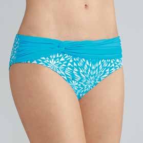 Panty Style 70805 Turquoise/White Sizes 6 16 Material 82% Nylon, 18% Spandex Fresh and lively all over print Gather solid turquoise fabric on front waistband Coordinates with Hawaii