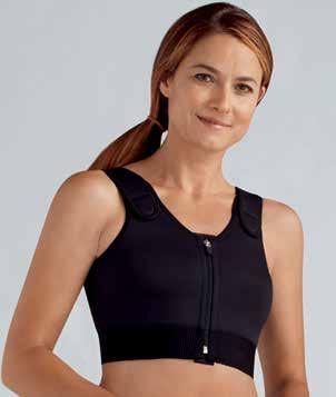 Molded cups and flat seams throughout reduces irritation Soft elastic band designed to not roll up Broad, adjustable bra straps with VELCRO brand hook and loop fastener front closure A flap in the