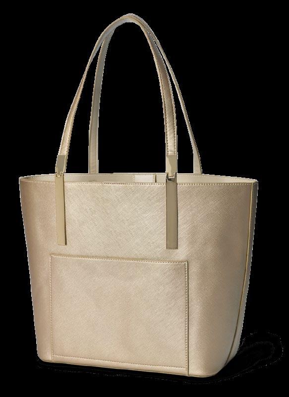 Simple elegance meets artful utility in this functional handbag with a beautiful shimmer.