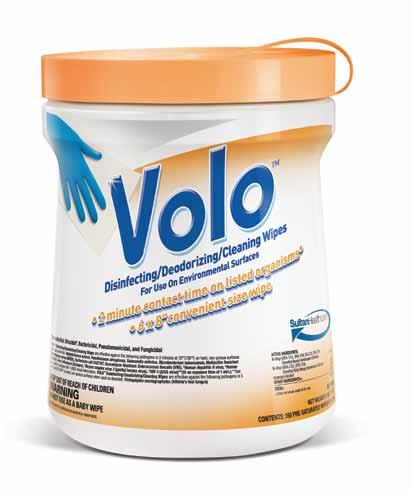 AFTER PATIENT TREATMENT Sized to fit your hand, and the job, perfectly. Volo Disinfectant Wipes Bigger is better 19% larger than standard wipes 6 x 8 size vs. 6 x 6.