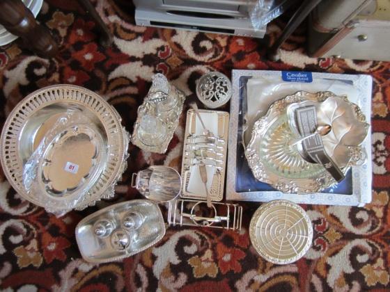 81 Quantity of plated ware inc: trays,