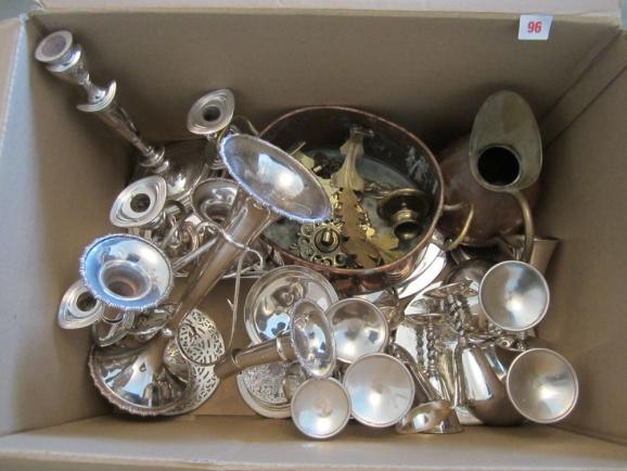 96 Large quantity of plated ware inc candelabras, goblets and