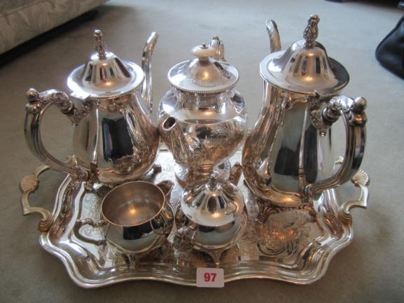 set made by Oneida in America plus plated best metal teapot