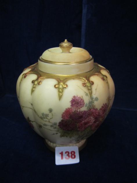 lid 138 Royal Worcester Blush ware lidded pot