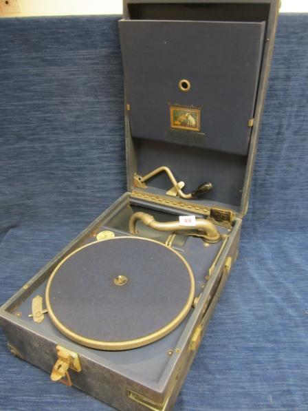49 HMV portable wind up gramophone