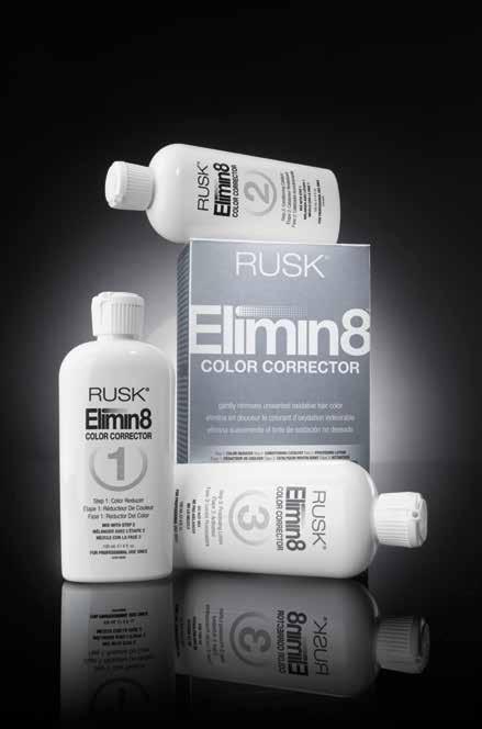 CORRECTIVE COLOR Change your mind? Change your color. Elimin8 quickly and easily removes oxidative hair color without compromising the integrity and condition of the hair.