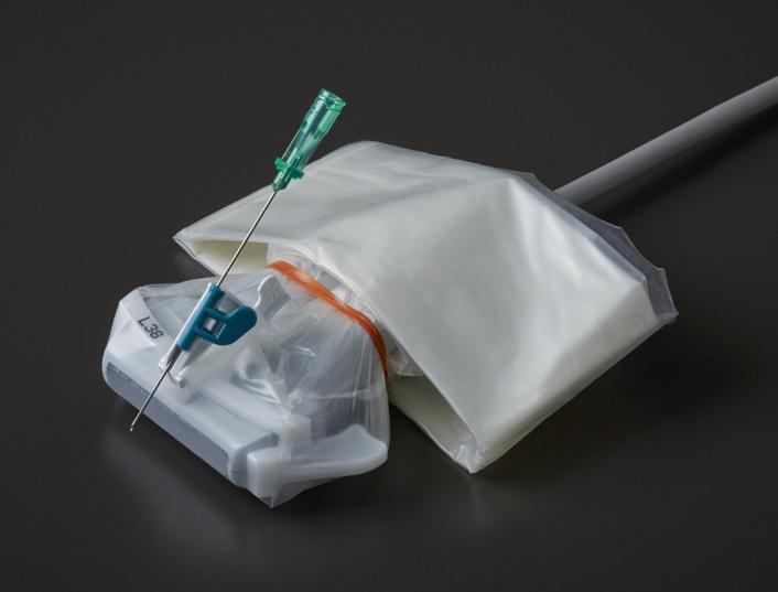2 x 147cm (4" x 58") telescopically-folded CIV-Flex cover, gel packet and bands - 21GA (Teal) P09074 Sterile needle guide (1, 1.5, 2cm) with 10.