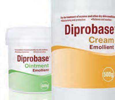 Diprobase products are recommended for the symptomatic relief of red, infl amed, damaged, dry or chapped skin, the protection of raw skin areas and as a pre-bathing emollient for dry/eczematous skin