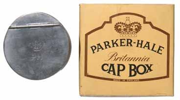 $20 4048* Parker-Hale oil bottle and cap box, by James Dixon & Sons, Sheffield, oil
