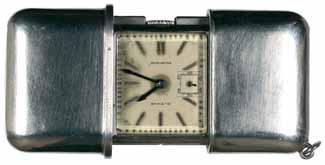4141* Lady's purse watch/travel clock, Movado Ermeto, c1930s, nickel case (51x28mm), serial No.
